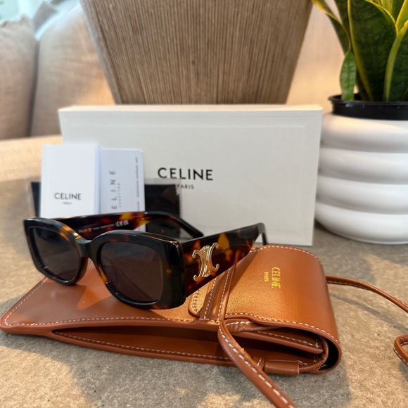 Celine Brown Sunglasses with Gold Accent - Picture 1 of 9